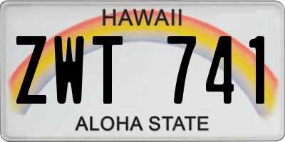HI license plate ZWT741