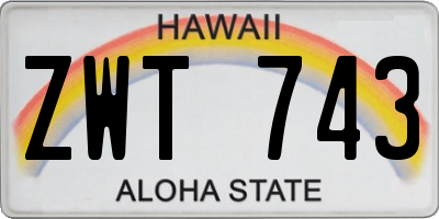 HI license plate ZWT743