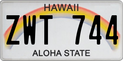 HI license plate ZWT744