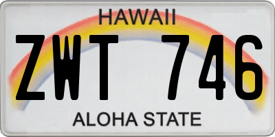 HI license plate ZWT746