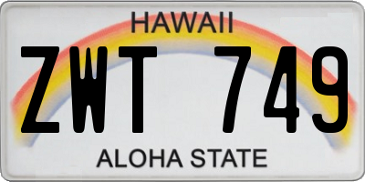 HI license plate ZWT749