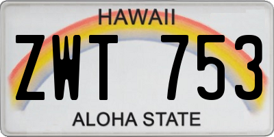 HI license plate ZWT753