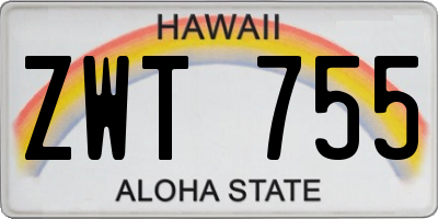 HI license plate ZWT755
