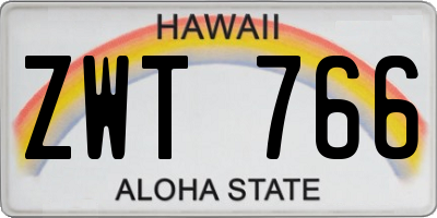 HI license plate ZWT766