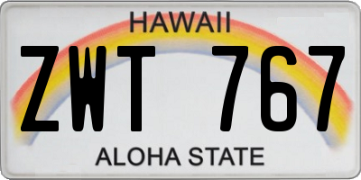 HI license plate ZWT767