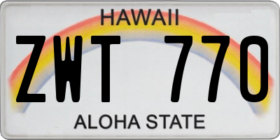 HI license plate ZWT770