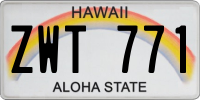 HI license plate ZWT771