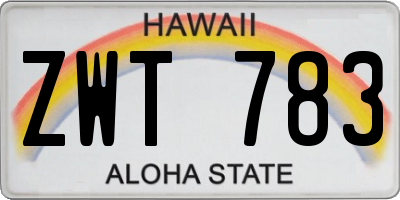 HI license plate ZWT783