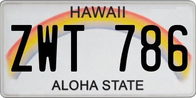 HI license plate ZWT786