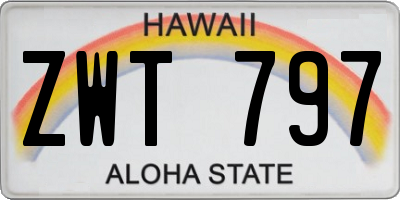 HI license plate ZWT797