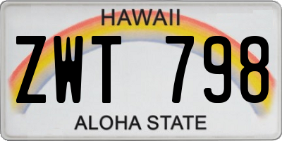 HI license plate ZWT798