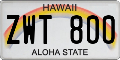 HI license plate ZWT800