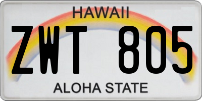 HI license plate ZWT805