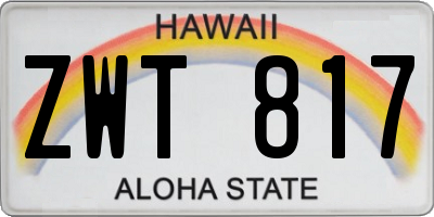 HI license plate ZWT817
