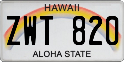HI license plate ZWT820