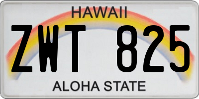 HI license plate ZWT825