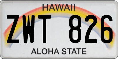 HI license plate ZWT826