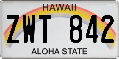 HI license plate ZWT842