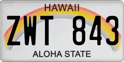 HI license plate ZWT843