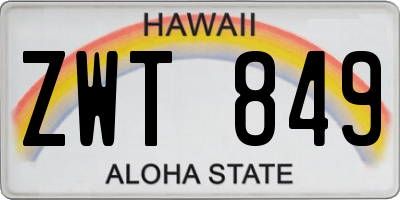 HI license plate ZWT849