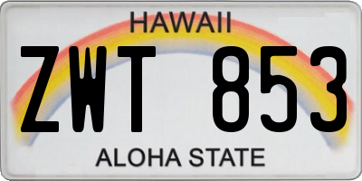 HI license plate ZWT853