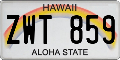 HI license plate ZWT859