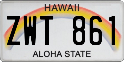 HI license plate ZWT861