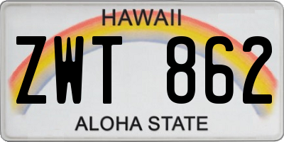 HI license plate ZWT862