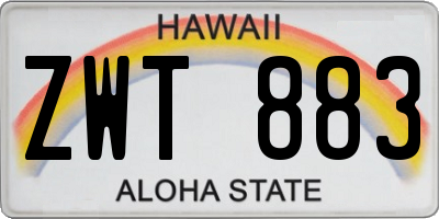 HI license plate ZWT883