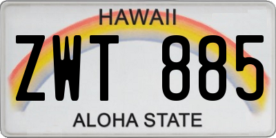 HI license plate ZWT885