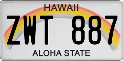HI license plate ZWT887