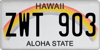 HI license plate ZWT903