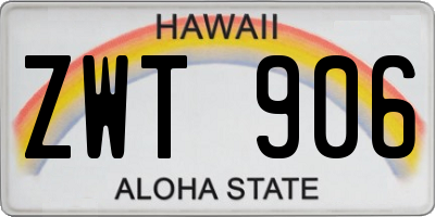 HI license plate ZWT906