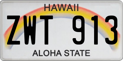 HI license plate ZWT913