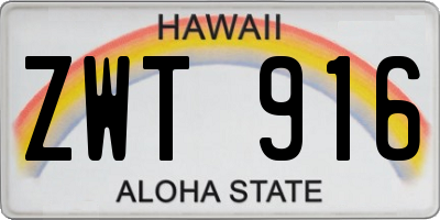 HI license plate ZWT916