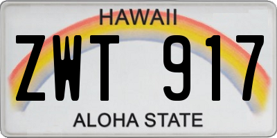 HI license plate ZWT917