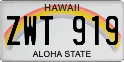 HI license plate ZWT919
