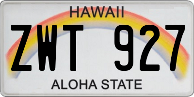HI license plate ZWT927