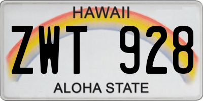 HI license plate ZWT928