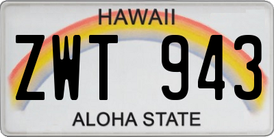 HI license plate ZWT943