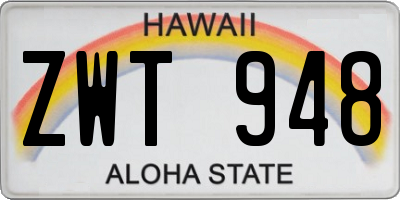 HI license plate ZWT948