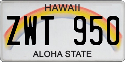 HI license plate ZWT950