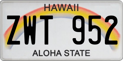 HI license plate ZWT952