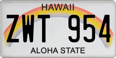 HI license plate ZWT954