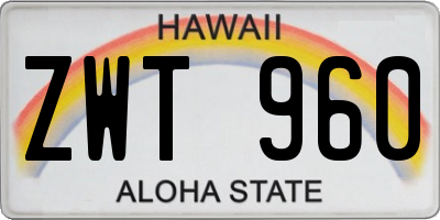 HI license plate ZWT960