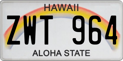 HI license plate ZWT964