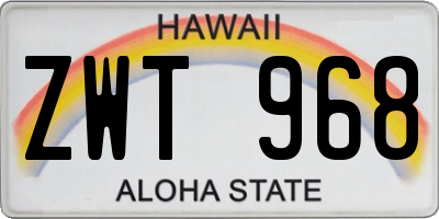 HI license plate ZWT968