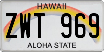 HI license plate ZWT969