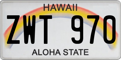 HI license plate ZWT970