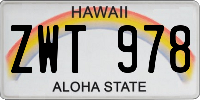 HI license plate ZWT978